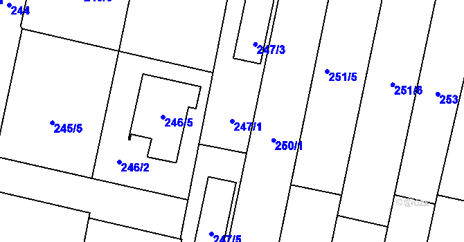 Parcela st. 247/1 v KÚ Otice, Katastrální mapa