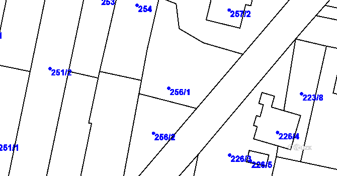 Parcela st. 256/1 v KÚ Otice, Katastrální mapa