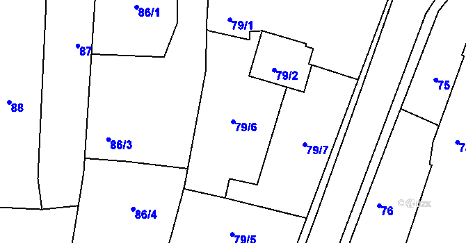 Parcela st. 79/6 v KÚ Otice, Katastrální mapa