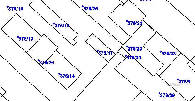 Parcela st. 376/17 v KÚ Otice, Katastrální mapa