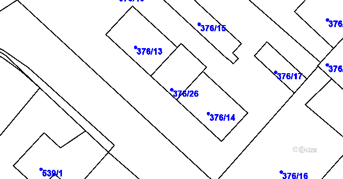 Parcela st. 376/26 v KÚ Otice, Katastrální mapa