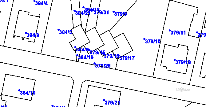 Parcela st. 379/16 v KÚ Otice, Katastrální mapa