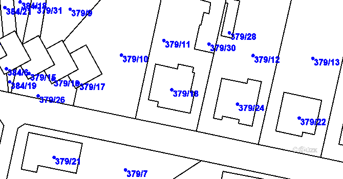 Parcela st. 379/18 v KÚ Otice, Katastrální mapa