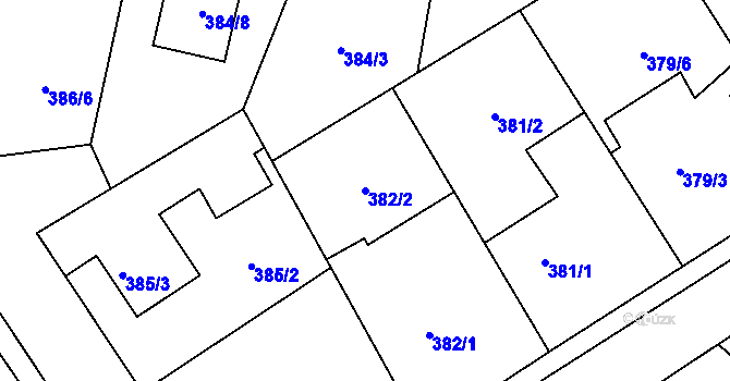 Parcela st. 382/2 v KÚ Otice, Katastrální mapa
