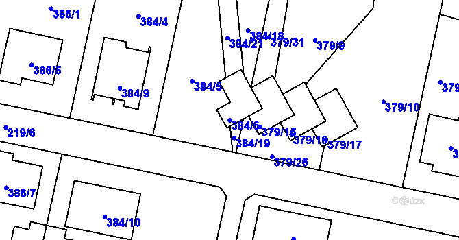 Parcela st. 384/6 v KÚ Otice, Katastrální mapa