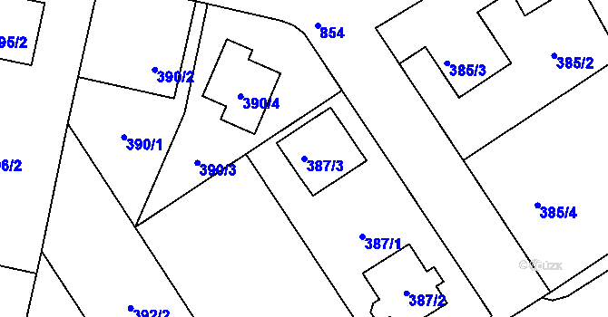 Parcela st. 387/3 v KÚ Otice, Katastrální mapa