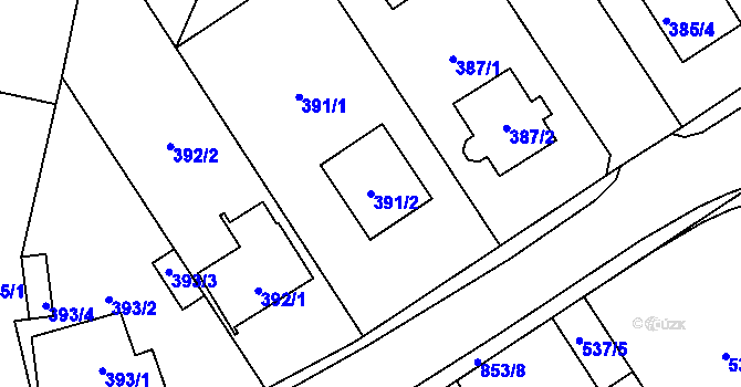 Parcela st. 391/2 v KÚ Otice, Katastrální mapa