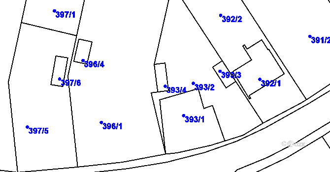 Parcela st. 393/4 v KÚ Otice, Katastrální mapa