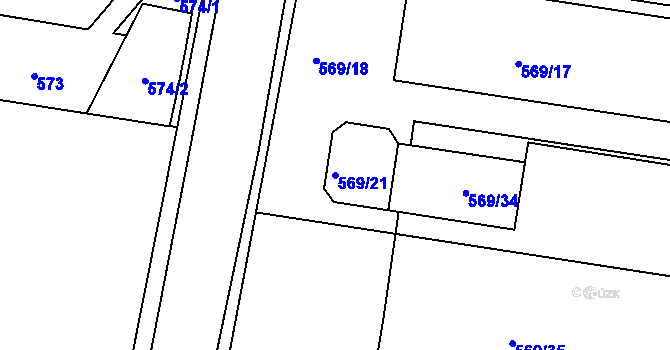Parcela st. 569/21 v KÚ Otice, Katastrální mapa