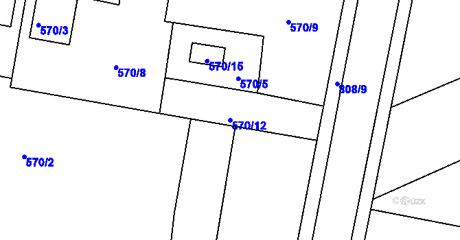 Parcela st. 570/12 v KÚ Otice, Katastrální mapa
