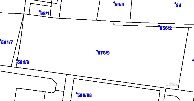Parcela st. 578/9 v KÚ Otice, Katastrální mapa