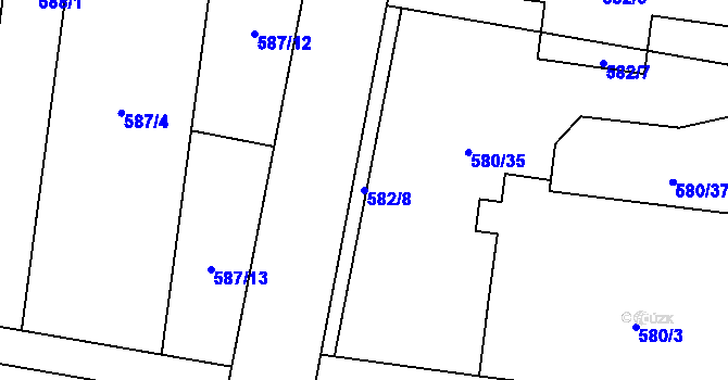 Parcela st. 582/8 v KÚ Otice, Katastrální mapa