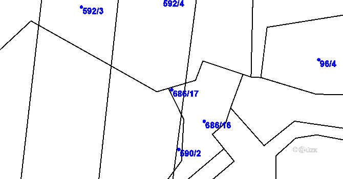 Parcela st. 686/17 v KÚ Otice, Katastrální mapa