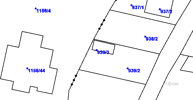 Parcela st. 939/3 v KÚ Otice, Katastrální mapa
