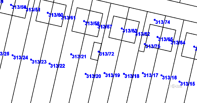 Parcela st. 313/72 v KÚ Otice, Katastrální mapa