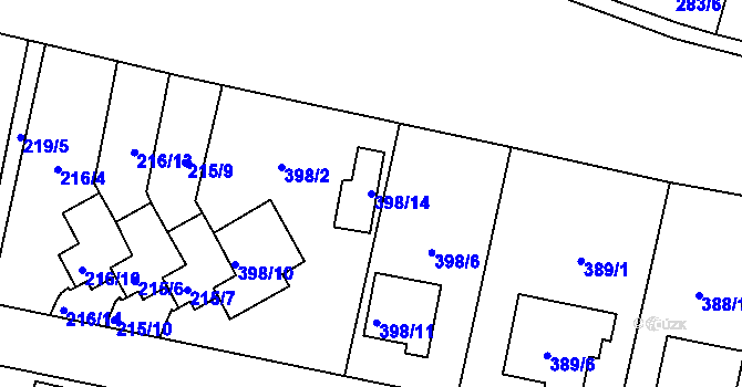 Parcela st. 398/14 v KÚ Otice, Katastrální mapa