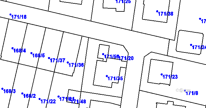 Parcela st. 171/50 v KÚ Otice, Katastrální mapa