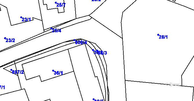 Parcela st. 36/3 v KÚ Otice, Katastrální mapa
