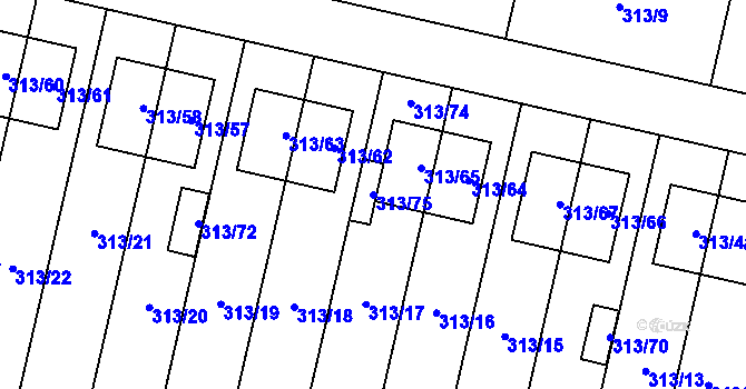 Parcela st. 313/75 v KÚ Otice, Katastrální mapa