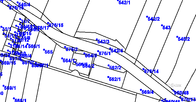 Parcela st. 876/1 v KÚ Otice, Katastrální mapa