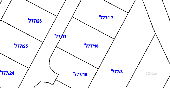 Parcela st. 777/18 v KÚ Otice, Katastrální mapa