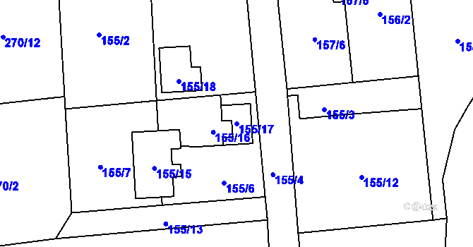 Parcela st. 155/17 v KÚ Otice, Katastrální mapa