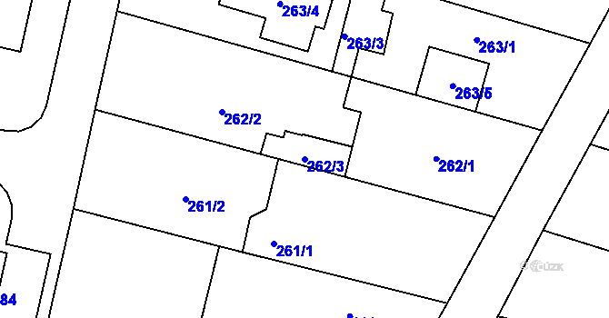 Parcela st. 262/3 v KÚ Otice, Katastrální mapa