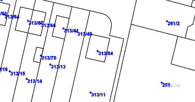Parcela st. 313/84 v KÚ Otice, Katastrální mapa