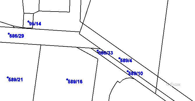 Parcela st. 686/33 v KÚ Otice, Katastrální mapa