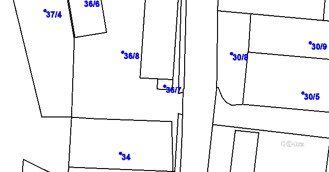 Parcela st. 36/7 v KÚ Otice, Katastrální mapa