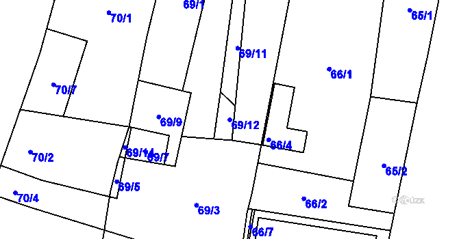 Parcela st. 69/12 v KÚ Otice, Katastrální mapa
