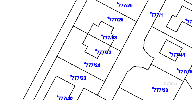 Parcela st. 777/32 v KÚ Otice, Katastrální mapa