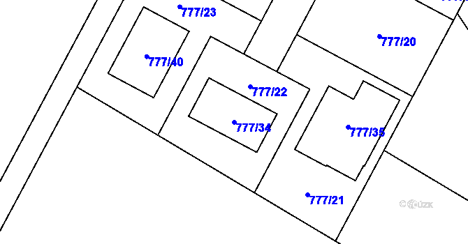 Parcela st. 777/34 v KÚ Otice, Katastrální mapa