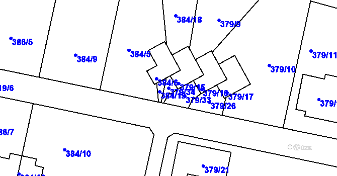 Parcela st. 379/34 v KÚ Otice, Katastrální mapa
