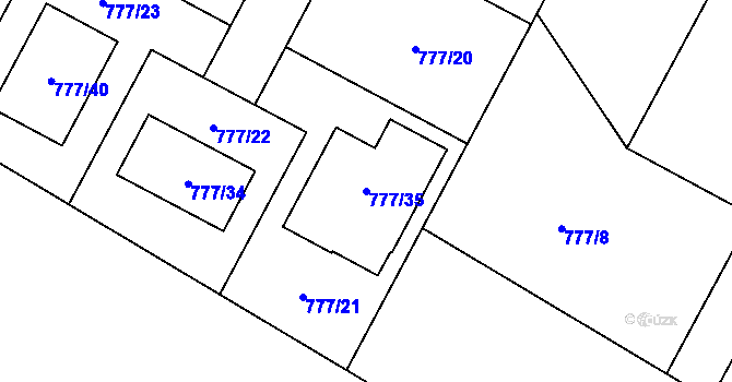 Parcela st. 777/35 v KÚ Otice, Katastrální mapa