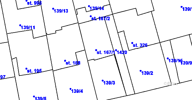 Parcela st. 167/1 v KÚ Otín u Jindřichova Hradce, Katastrální mapa