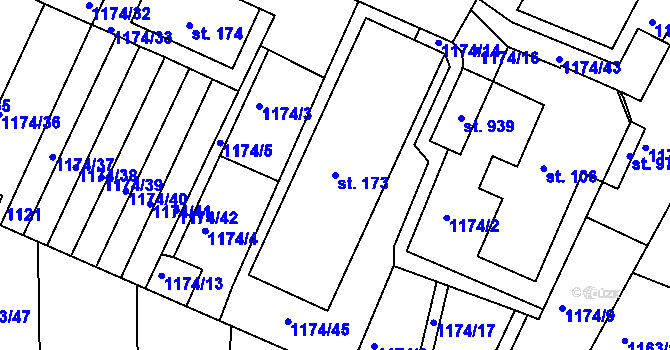 Parcela st. 173 v KÚ Otín u Jindřichova Hradce, Katastrální mapa
