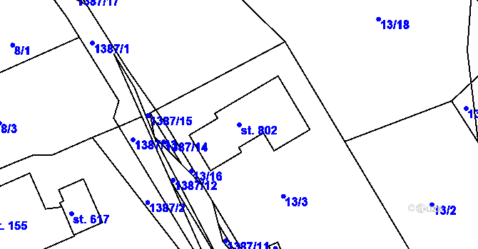 Parcela st. 802 v KÚ Otín u Jindřichova Hradce, Katastrální mapa