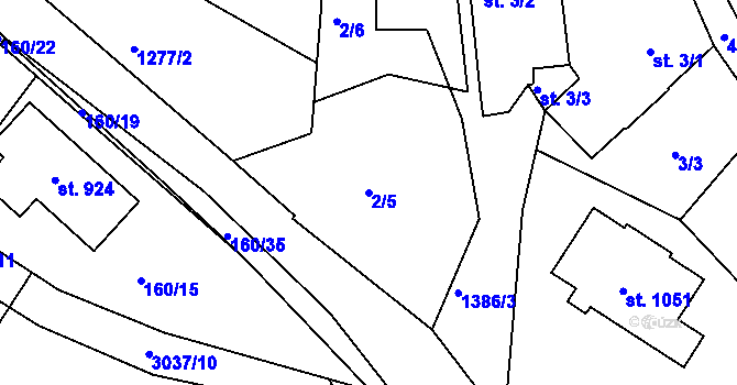 Parcela st. 2/5 v KÚ Otín u Jindřichova Hradce, Katastrální mapa