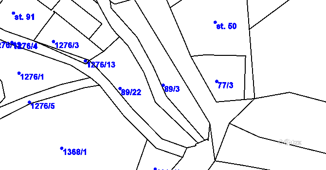 Parcela st. 89/3 v KÚ Otín u Jindřichova Hradce, Katastrální mapa
