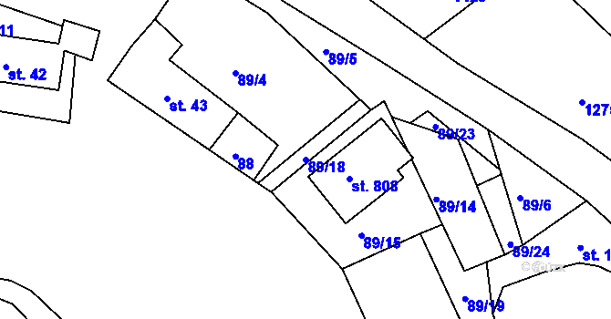 Parcela st. 89/18 v KÚ Otín u Jindřichova Hradce, Katastrální mapa