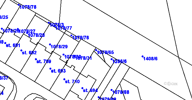 Parcela st. 1078/65 v KÚ Otín u Jindřichova Hradce, Katastrální mapa