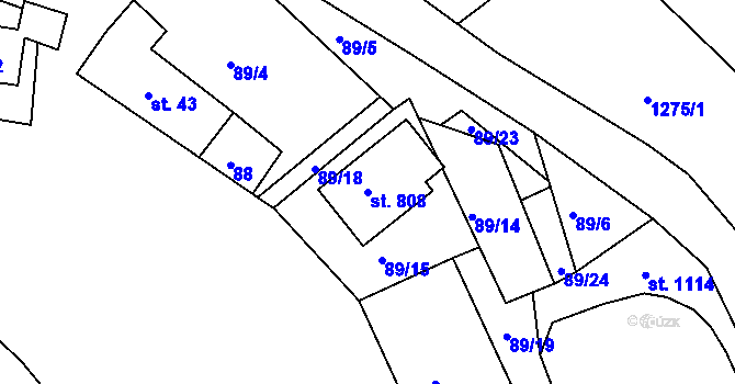 Parcela st. 808 v KÚ Otín u Jindřichova Hradce, Katastrální mapa