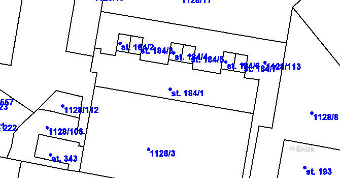 Parcela st. 184/1 v KÚ Otín u Jindřichova Hradce, Katastrální mapa