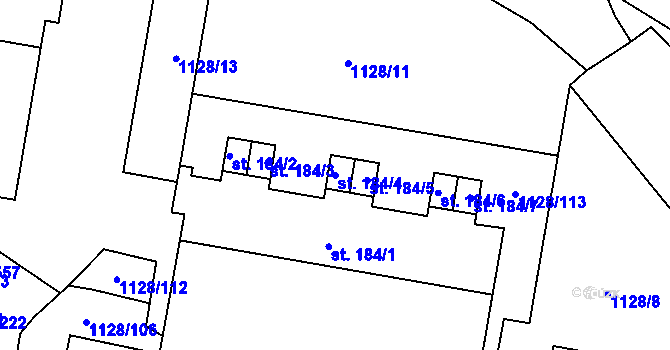 Parcela st. 184/4 v KÚ Otín u Jindřichova Hradce, Katastrální mapa