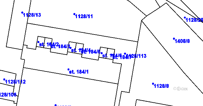 Parcela st. 184/6 v KÚ Otín u Jindřichova Hradce, Katastrální mapa