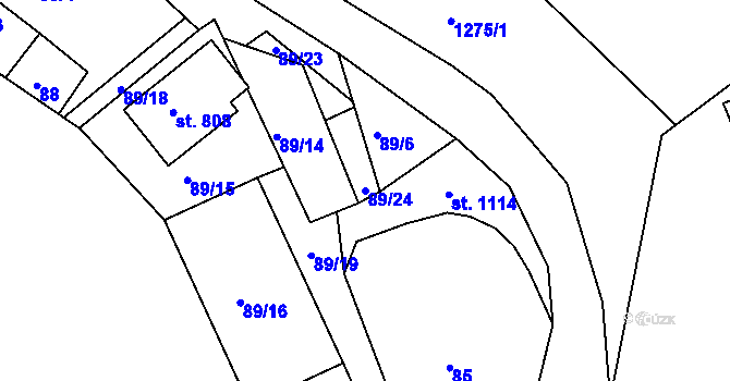 Parcela st. 89/24 v KÚ Otín u Jindřichova Hradce, Katastrální mapa