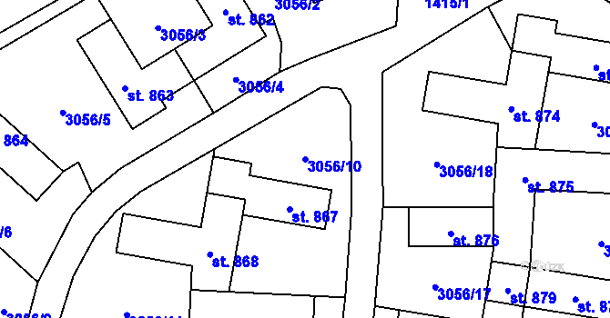 Parcela st. 3056/10 v KÚ Otín u Jindřichova Hradce, Katastrální mapa