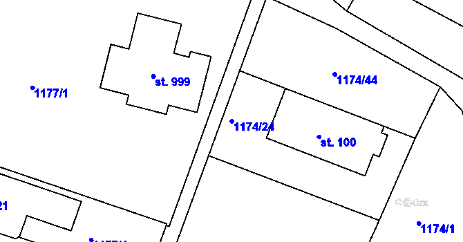 Parcela st. 1174/24 v KÚ Otín u Jindřichova Hradce, Katastrální mapa