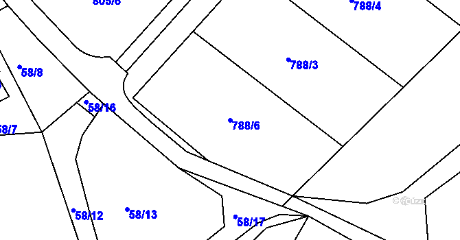 Parcela st. 788/6 v KÚ Otín u Jindřichova Hradce, Katastrální mapa